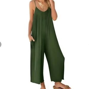 Women’s casual sleeveless spaghetti strap wide-leg jumpsuit Medium